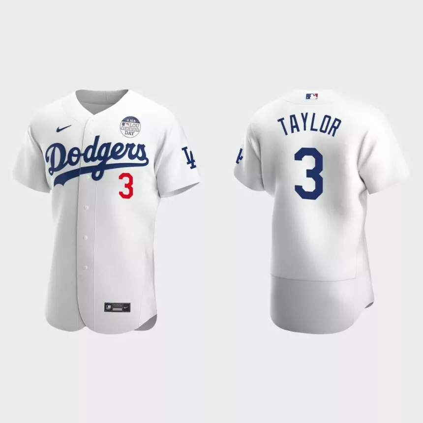 Chris Taylor Los Angeles Dodgers 4 ALS Lou Gehrig Day Authentic Jersey – White
