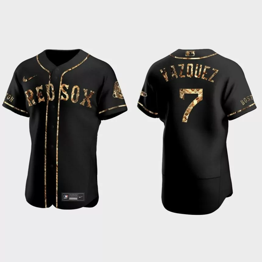 Christian Vazquez Boston Red Sox Python Skin Authentic Jersey – Black