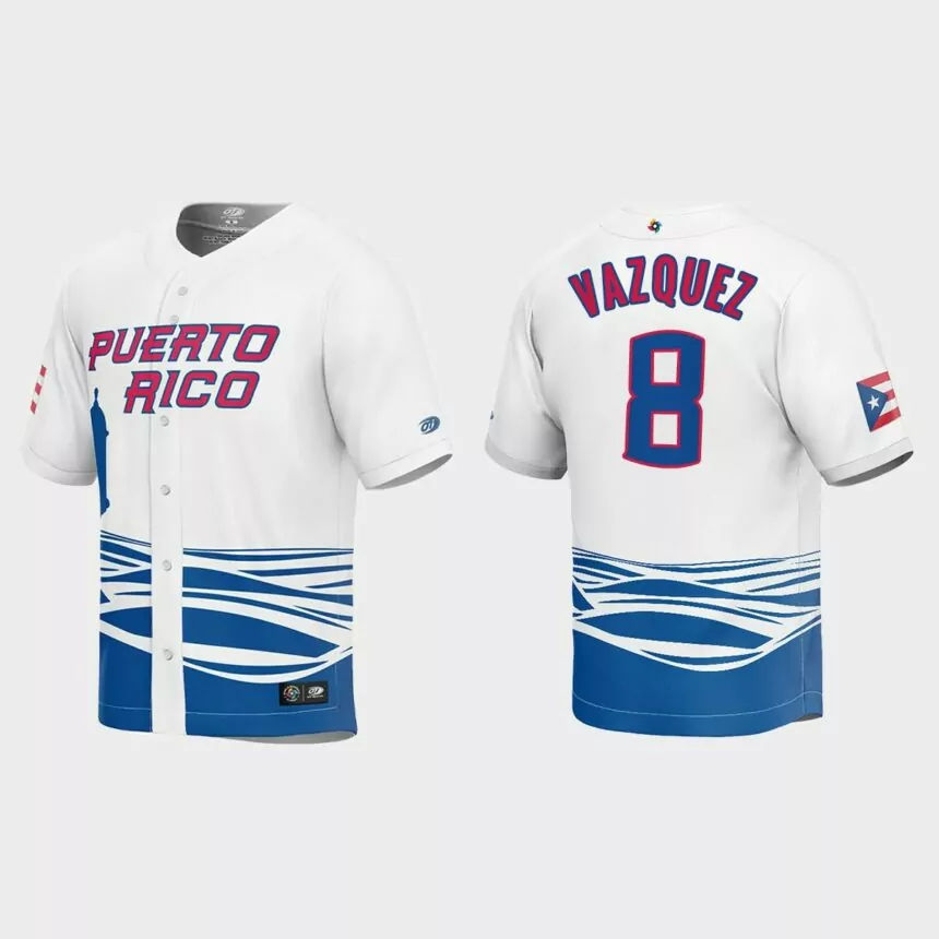 Christian Vazquez Puerto Rico Baseball 2023 World Baseball Classic Jersey – White