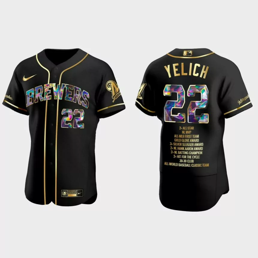 Christian Yelich Milwaukee Brewers Career Highlights Diamond Jersey – Black