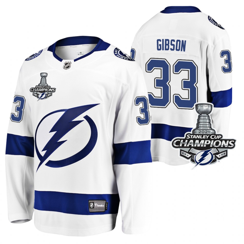 Christopher Gibson Lightning 2021 Stanley Cup Champions White Away Jersey