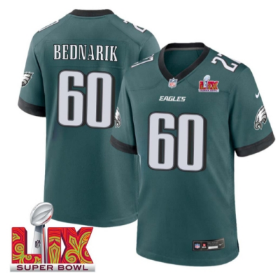 Chuck Bednarik No 60 Men Super Bowl LIX Philadelphia Eagles Home Game 2025 Jersey- Replica