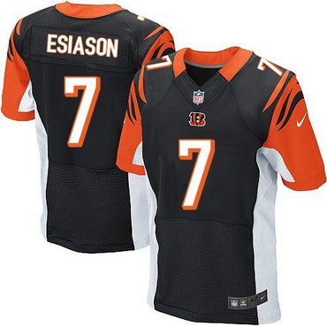 Cincinnati Bengals #7 Boomer Esiason Black Team Color NFL Elite Jersey