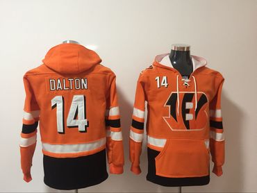 Cincinnati Bengals 14 Andy Dalton Orange All Stitched Hooded Sweatshirt