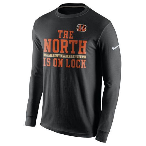 Cincinnati Bengals Nike Black 2015 AFC North Division Champions Long Sleeves T-Shirt