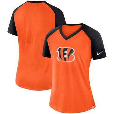 Cincinnati Bengals Nike Women's Top V Neck T-Shirt Orange Black