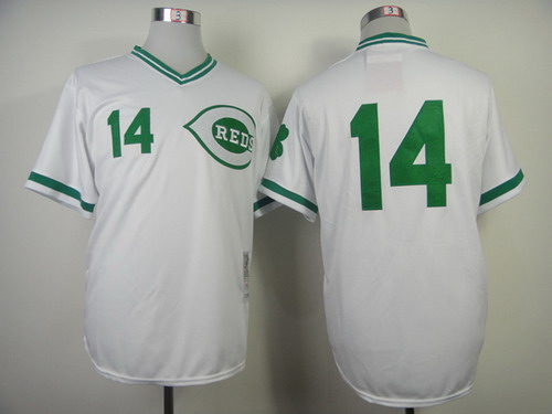 Cincinnati Reds #14 Pete Rose White St. Patrick Green Throwback Jerseys