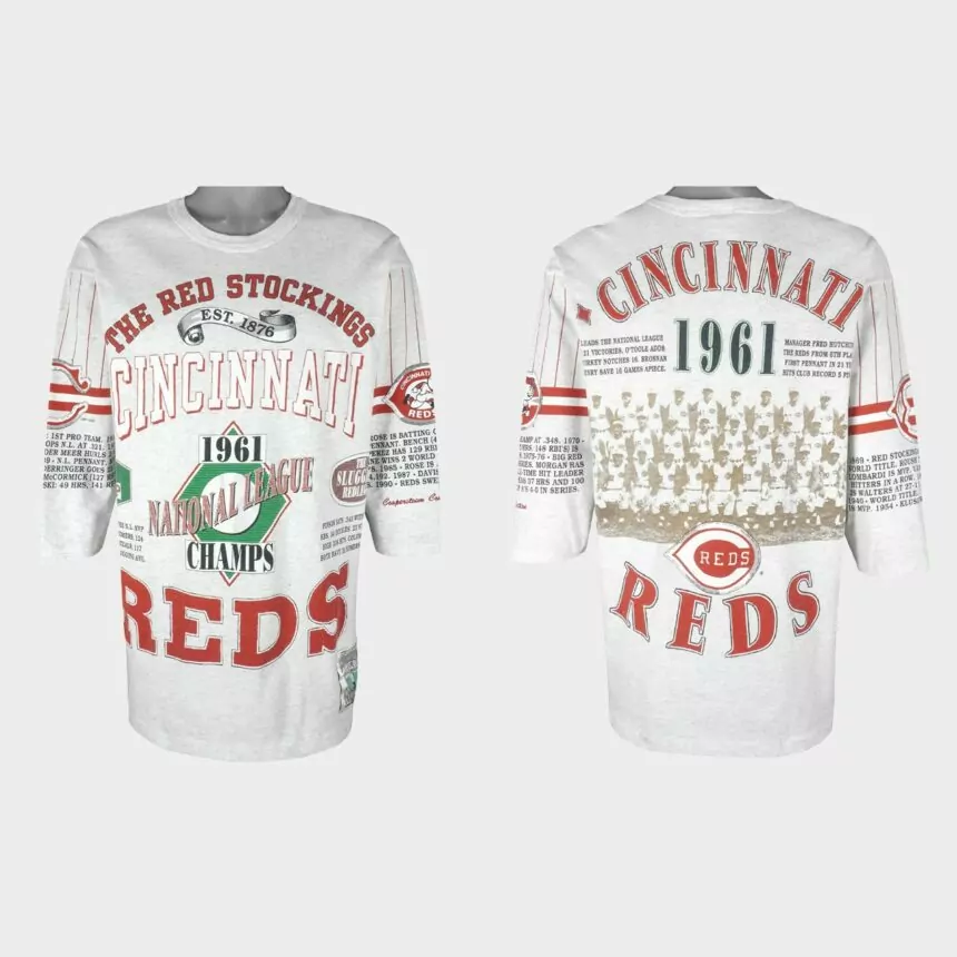 Cincinnati Reds 1961 National League Champs Long Gone Jersey – White