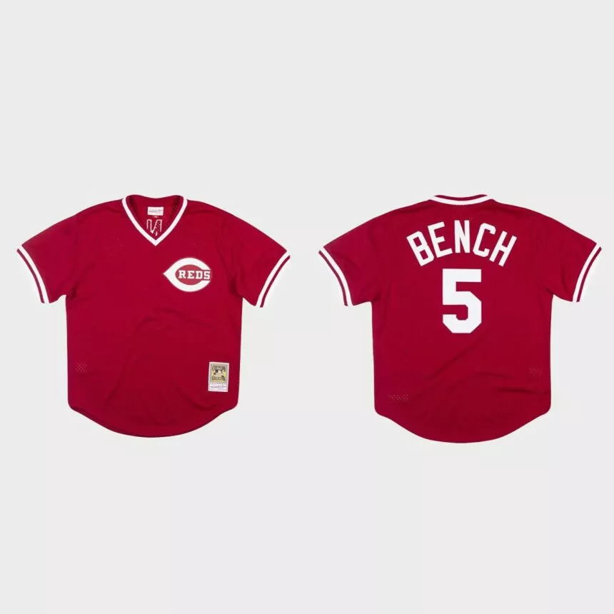 Cincinnati Reds Johnny Bench #5 Red 1983 Authentic BP Mesh Jersey