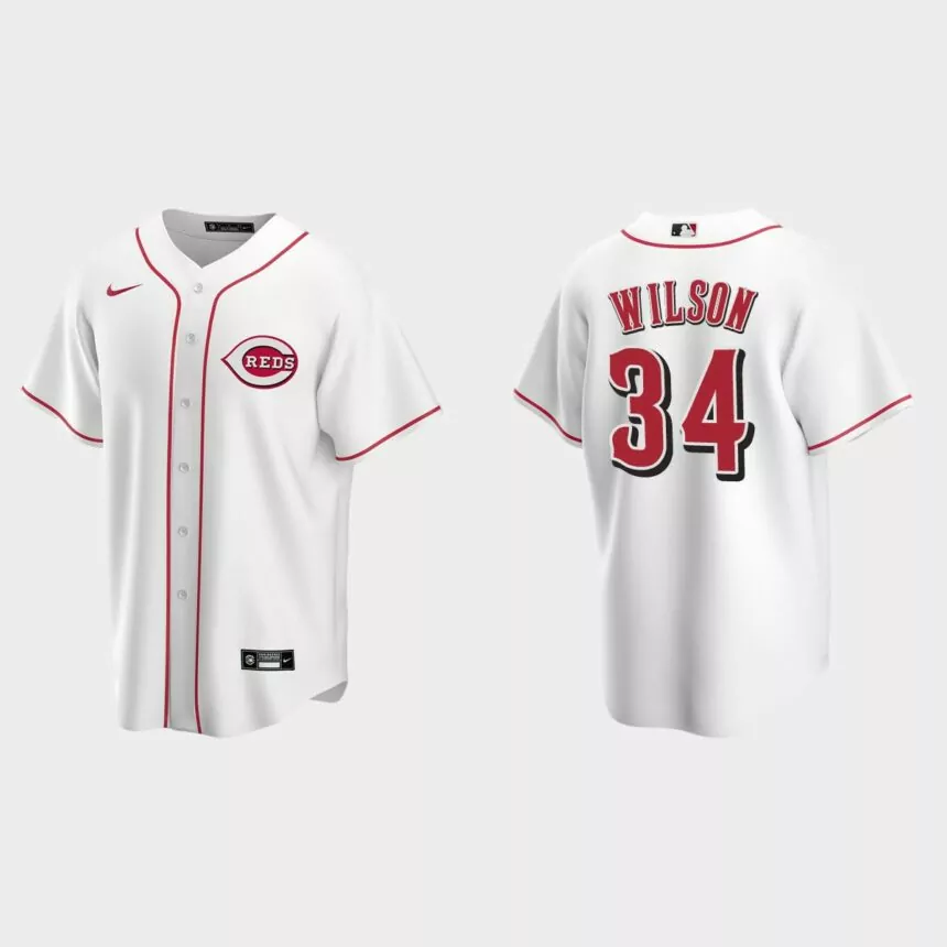 Cincinnati Reds Justin Wilson Replica Home Jersey – White