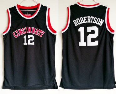 Cincinnati Royals 12 Oscar Robertson Black College Basketball Jersey