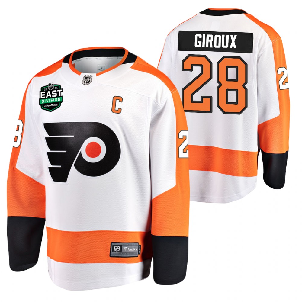 Claude Giroux Flyers 2021 East Division Patch Jersey White Away