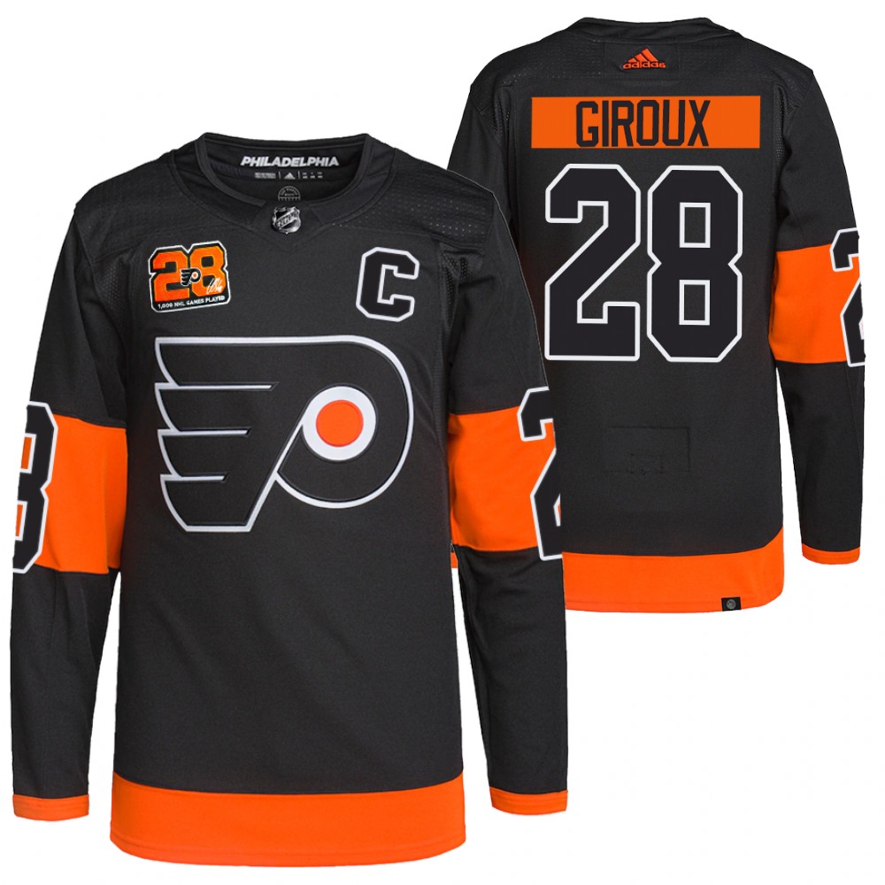 Claude Giroux Philadelphia Flyers Black 1000th Game Patch Commemorative Edition Jersey