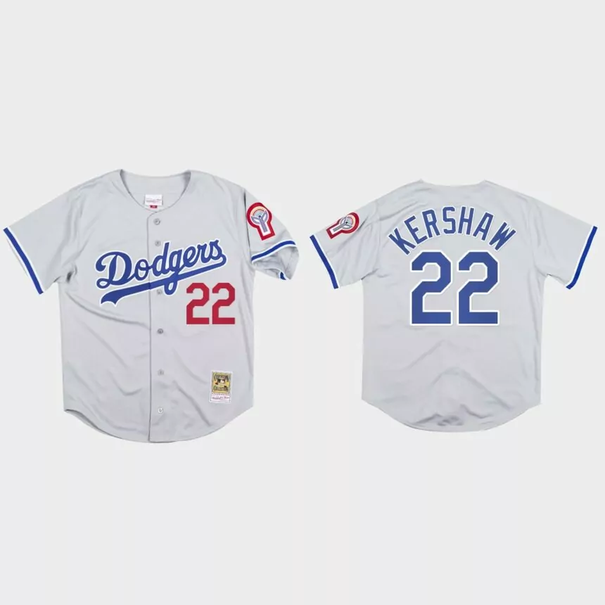 Clayton Kershaw #22 Los Angeles Dodgers Mitchell & Ness 1981 Authentic Jersey – Gray