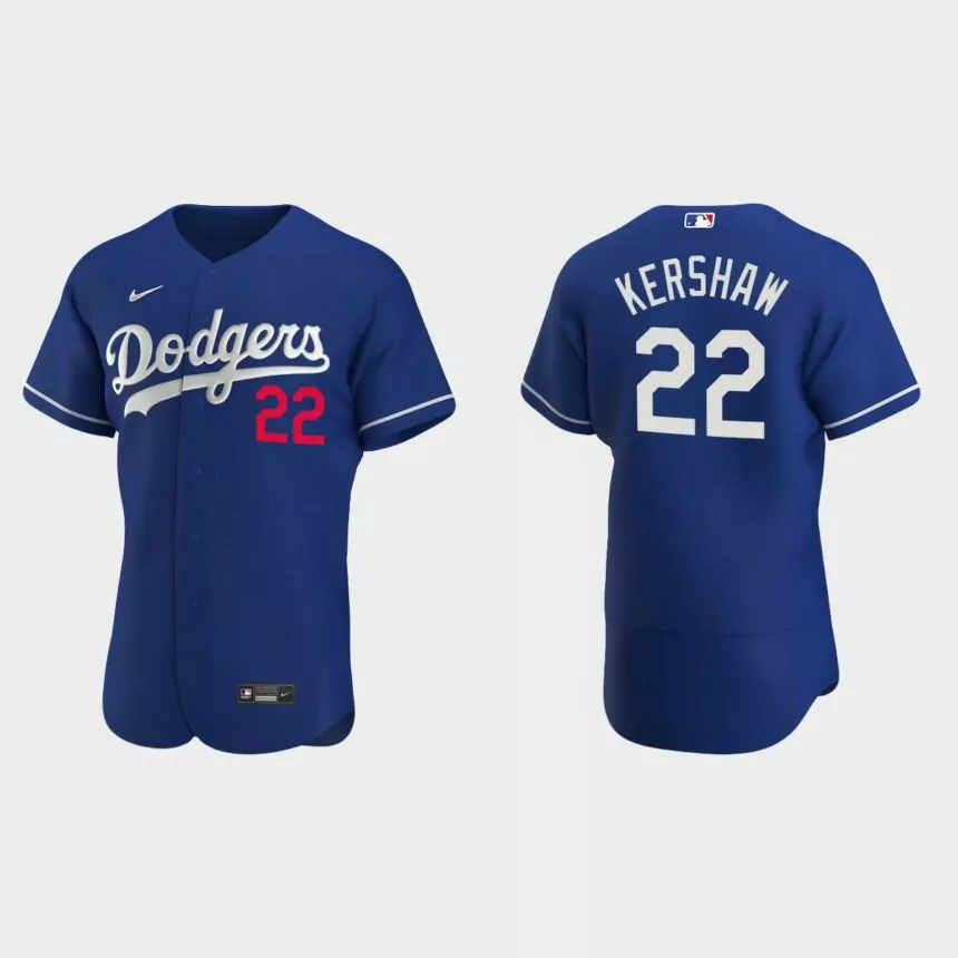 Clayton Kershaw #22 Los Angeles Dodgers Royal Authentic 2020 Alternate Jersey