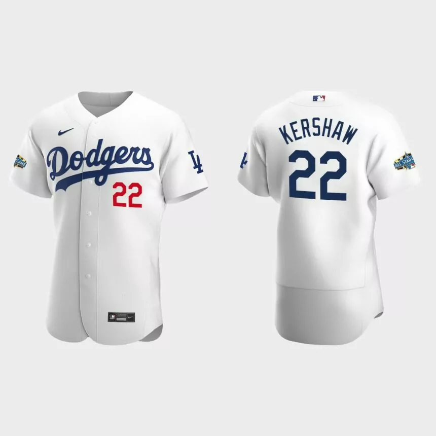 Clayton Kershaw #22 Los Angeles Dodgers White Authentic Patch 2020 Home Jersey