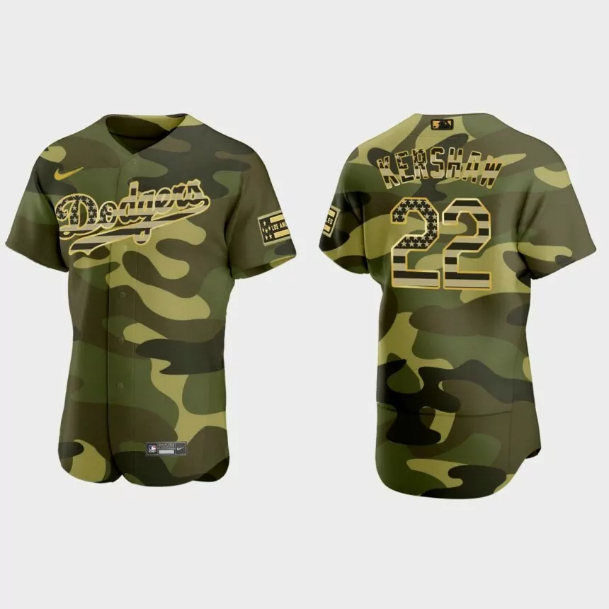 Clayton Kershaw Los Angeles Dodgers 2022 Armed Forces Day Authentic Jersey – Camo