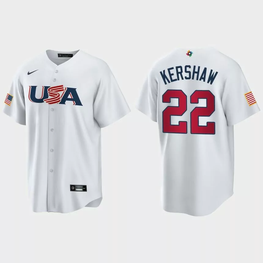 Clayton Kershaw Los Angeles Dodgers 2023 World Baseball Classic USA Replica Jersey – White