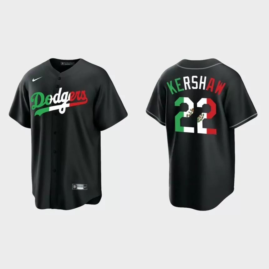 Clayton Kershaw Los Angeles Dodgers Mexican Heritage Night Replica Jersey – Black