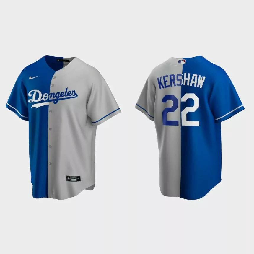Clayton Kershaw Los Angeles Dodgers Split Replica Jersey – Royal Gray