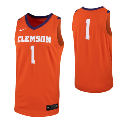 Clemson Tigers #1 Replica College Basketball Jersey Orange
