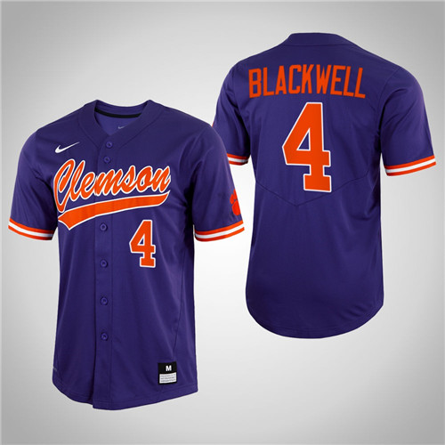 Clemson Tigers Benjamin Blackwell Full-Button College Baseball Jersey Purple