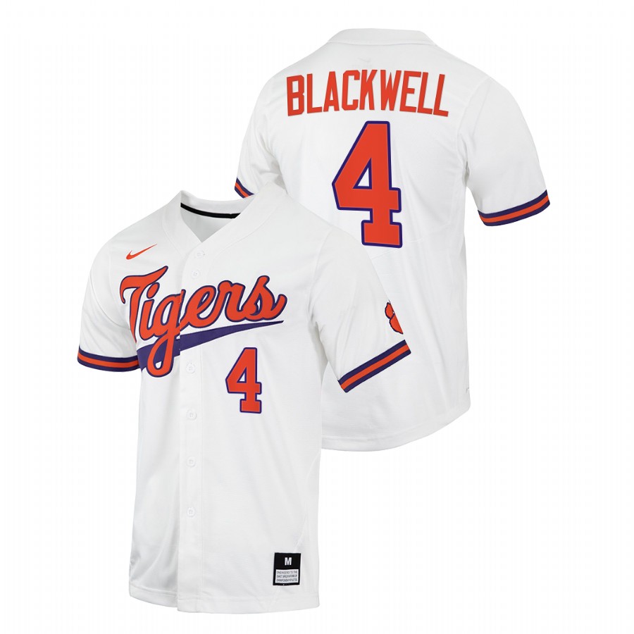 Clemson Tigers Benjamin Blackwell Men White College Baseball Jersey