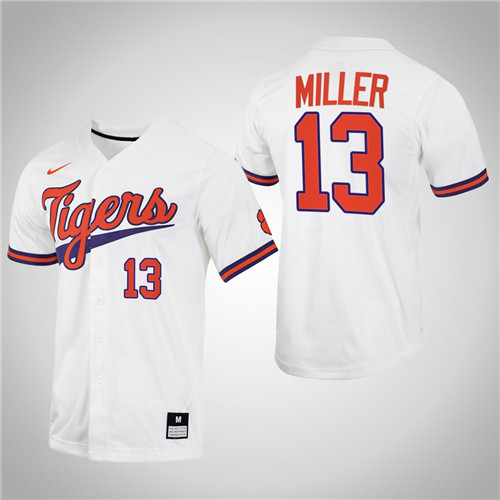 Clemson Tigers Brad Miller College Baseball Jersey White