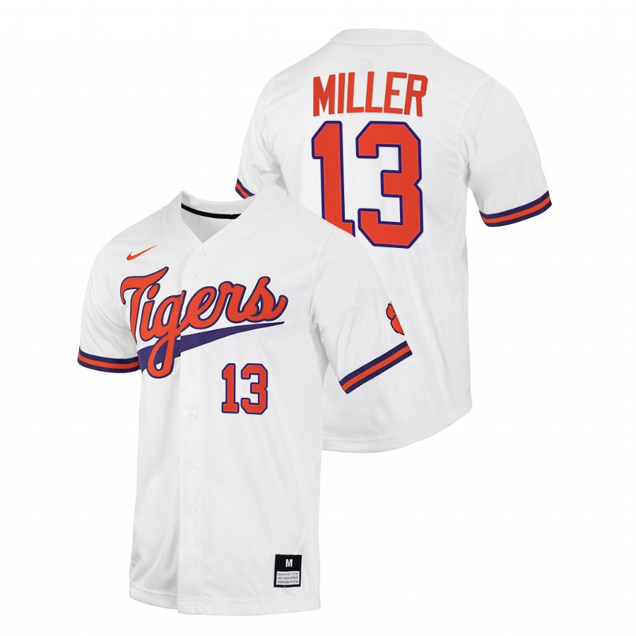 Clemson Tigers Brad Miller Men White College Baseball Jersey