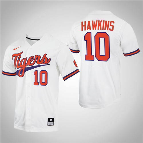 Clemson Tigers Bryar Hawkins College Baseball Jersey White