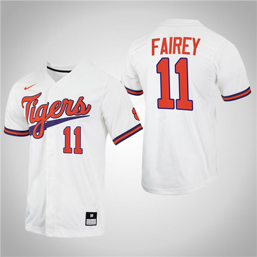 Clemson Tigers Chad Fairey College Baseball Jersey White