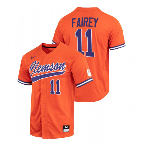 Clemson Tigers Chad Fairey Men Orange College Baseball Full-Button Jersey