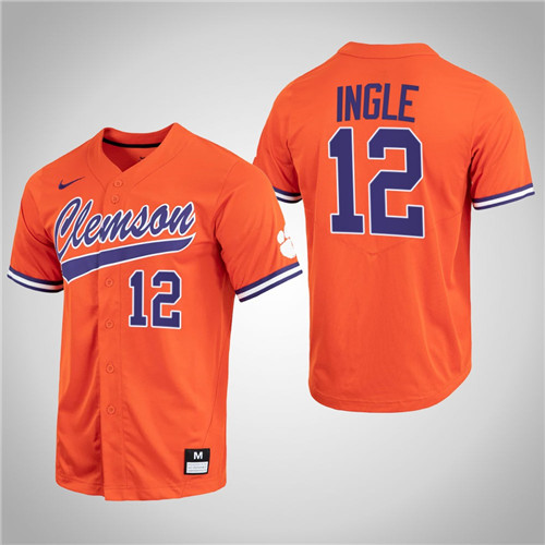 Clemson Tigers Cooper Ingle Full-Button College Baseball Jersey Orange