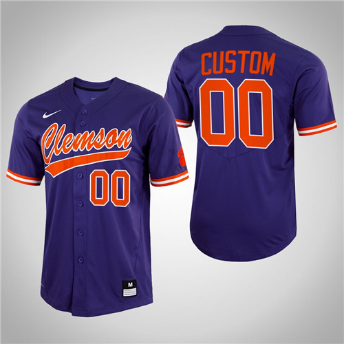 Clemson Tigers Custom Full-Button College Baseball Jersey Purple