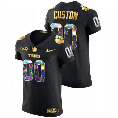 Clemson Tigers Custom Golden Diamond Edition Black Jersey College Football