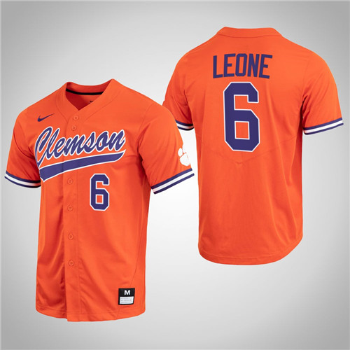 Clemson Tigers Dominic Leone Full-Button College Baseball Jersey Orange