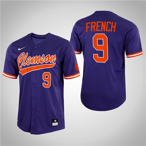 Clemson Tigers Jonathan French Full-Button College Baseball Jersey Purple