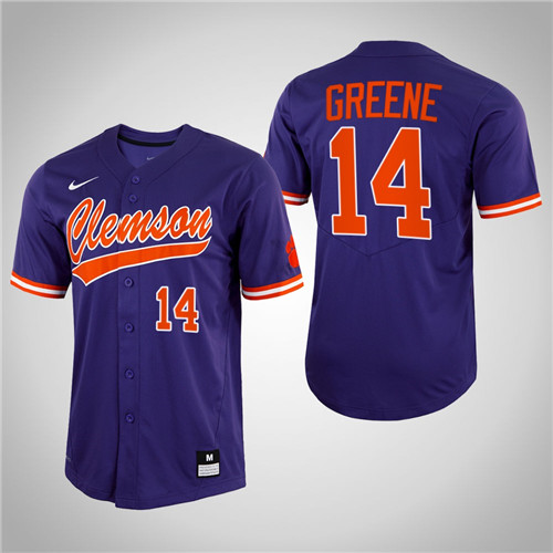 Clemson Tigers Khalil Greene Full-Button College Baseball Jersey Purple
