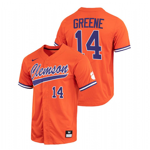Clemson Tigers Khalil Greene Men Orange College Baseball Full-Button Jersey