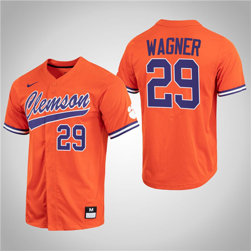 Clemson Tigers Max Wagner Full-Button College Baseball Jersey Orange