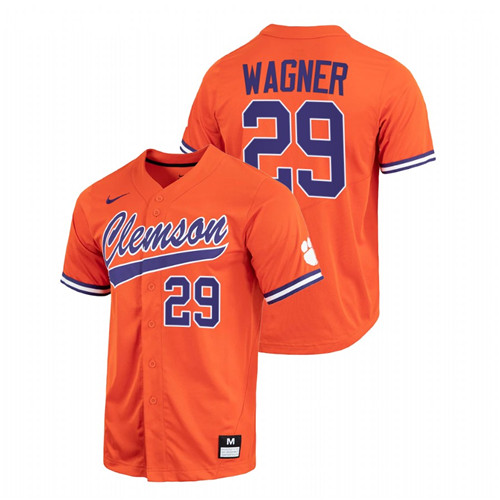 Clemson Tigers Max Wagner Men Orange College Baseball Full-Button Jersey