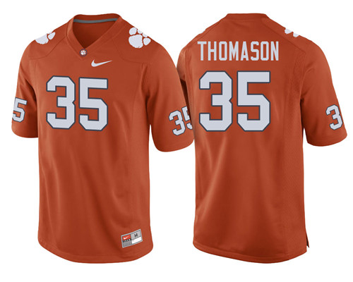Clemson Tigers Orange Ty Thomason Football Player Performance Jersey