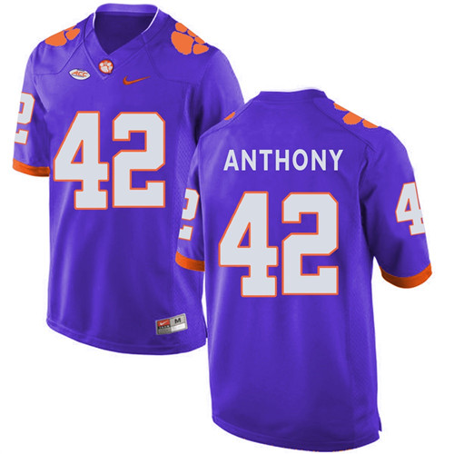 Clemson Tigers Purple Stephone Anthony Football Jersey