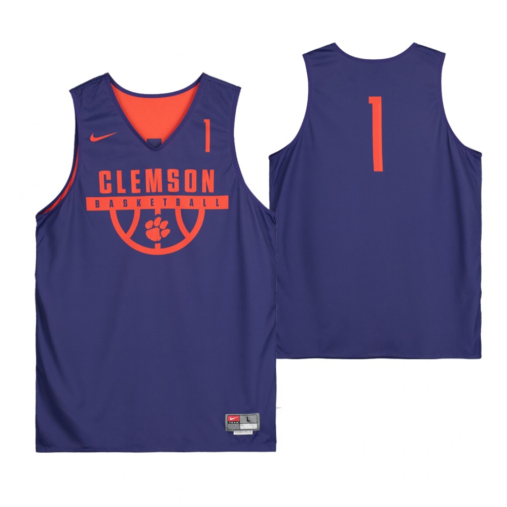 Clemson Tigers Purple Team-Issued #1 Jersey from the Basketball Program