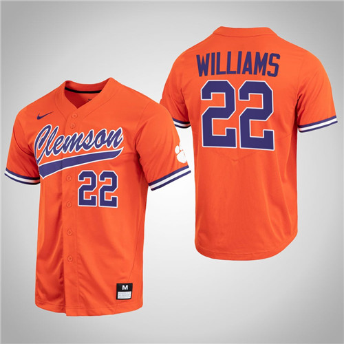 Clemson Tigers Ricky Williams Full-Button College Baseball Jersey Orange
