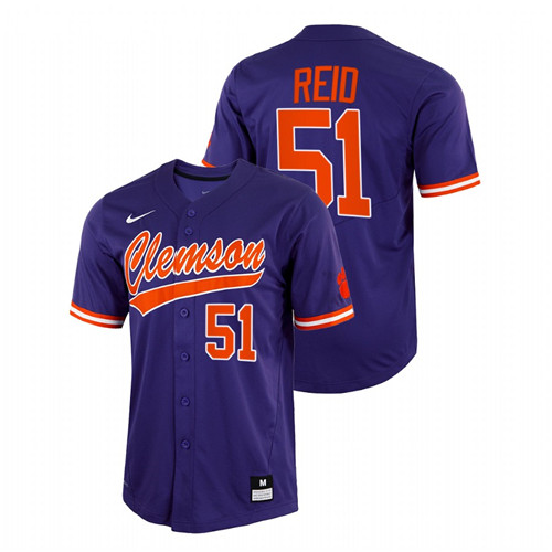 Clemson Tigers Rocco Reid Men Purple College Baseball Full-Button Jersey