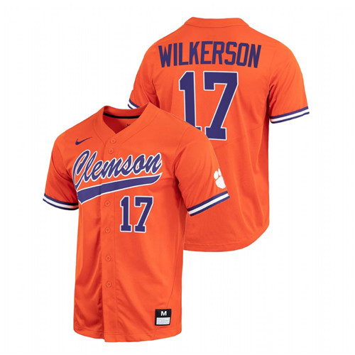 Clemson Tigers Stevie Wilkerson Men Orange College Baseball Full-Button Jersey