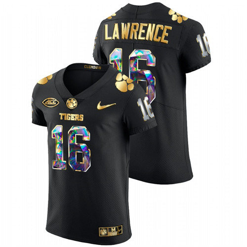 Clemson Tigers Trevor Lawrence Golden Diamond Edition Black Jersey College Football