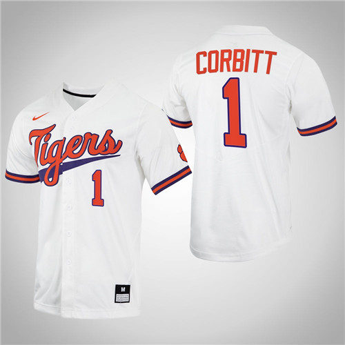 Clemson Tigers Tyler Corbitt College Baseball Jersey White
