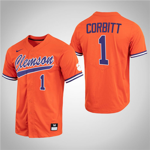 Clemson Tigers Tyler Corbitt Full-Button College Baseball Jersey Orange